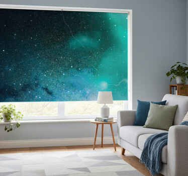 Living room blind blue and green meteor shower - TenStickers