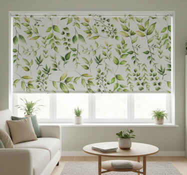Living room blind watercolor eucalyptus leaves - TenStickers