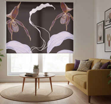 Living room blind african style purple orchid flower - TenStickers