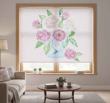 Living room blind with flowers and a butterfly - TenStickers