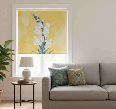 Living room blind with white flowers on yellow - TenStickers