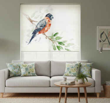 Living room blind featuring pastel bird on branch - TenStickers