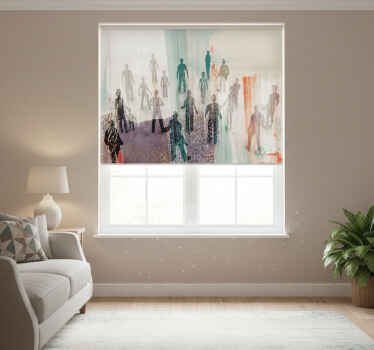 Living room blind with abstract people painting - TenStickers