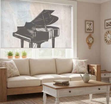 Living room blind shabby chic piano painting - TenStickers