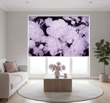 Living room roller blind elegant feminine pink peonies - TenStickers