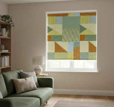 Living room roller blind in colorful triangle patchwork - TenStickers