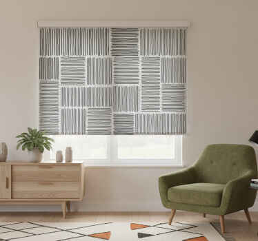 Living room roller blind in black and white stripes - TenStickers