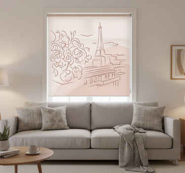 Living room roller blind minimalist eiffel tower - TenStickers