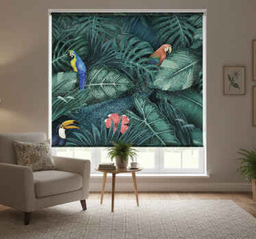 Living room roller blind bright exotic jungle - TenStickers