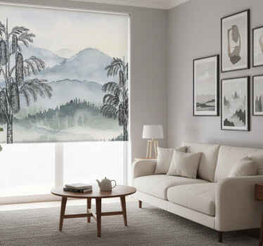 Living room roller blind ink painting modern art - TenStickers