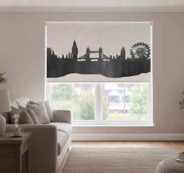 Living room roller blind oxford uk skyline black - TenStickers