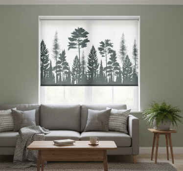 Living room roller blind pine trees silhouette - TenStickers