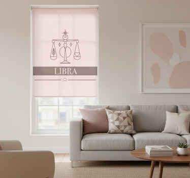 Living room roller blind libra pink zodiac design - TenStickers