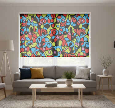 Colorful design with irregular black lines living room blind - TenStickers