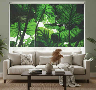 Living room roller blind beautiful green rainforest design - TenStickers