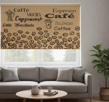 Beige roller blind loving italian coffee - TenStickers