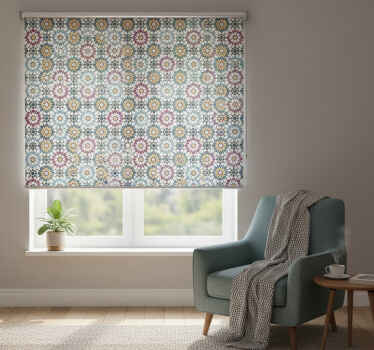 Toile fenêtre chambre mosaïque florale colorée - TenStickers