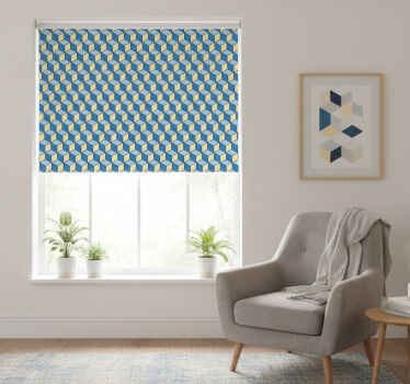 Toile fenêtre chambre cubes bleus en 3d - TenStickers