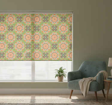 Toile fenêtre chambre motif carré persan vert - TenStickers