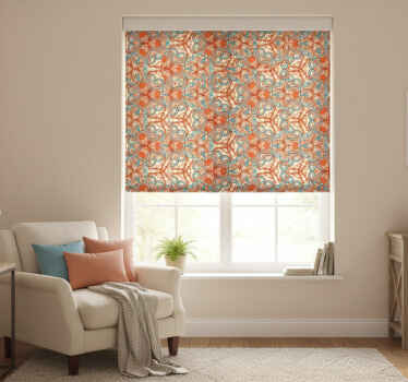 Toile fenêtre chambre ornements bleus et oranges - TenStickers