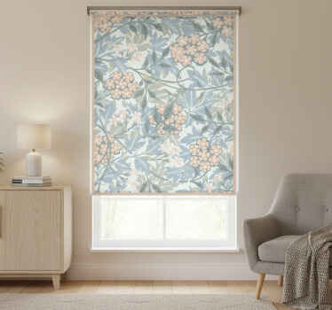 Toile fenêtre chambre plantes blanches et bleues - TenStickers