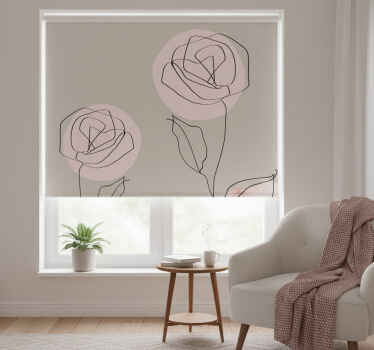 Beige roller blind watercolor white roses abstract - TenStickers