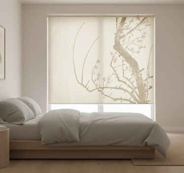 Beige roller blind japandi style tree design - TenStickers
