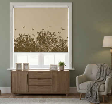 Beige roller blind with spring flowers and birds - TenStickers