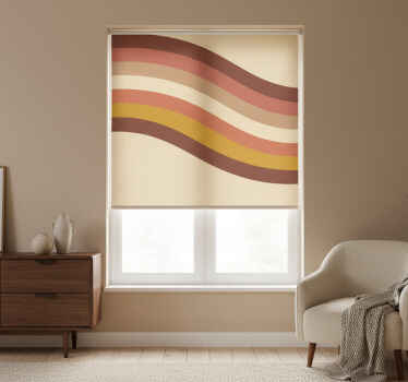 Beige roller blind with 70s stripes design - TenStickers