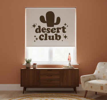 Beige roller blind with psychedelic desert cactus design - TenStickers