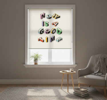 Beige roller blind with vibrant retro design - TenStickers