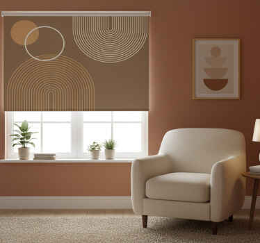 Beige roller blind with warm geometric arches - TenStickers