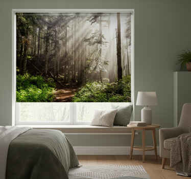 Toile fenêtre chambre arbres verts profonds - TenStickers