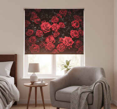 Toile fenêtre chambre noir et blanc avec roses rouges - TenStickers