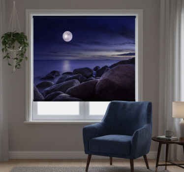 Toile fenêtre chambre paysage original au clair de lune - TenStickers