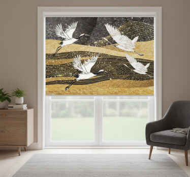Toile fenêtre chambre oiseaux orientaux blancs - TenStickers
