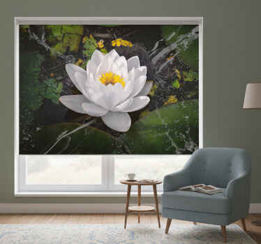 Toile fenêtre chambre lotus blanc et jaune - TenStickers