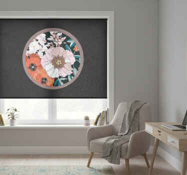 Toile fenêtre chambre chiens et fleurs en cercle - TenStickers