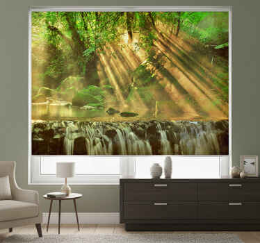 Toile fenêtre chambre cascade petite forêt - TenStickers