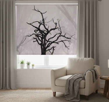 Toile fenêtre chambre branches de forêt dans le brouillard - TenStickers