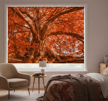 Toile fenêtre chambre arbre d'automne magnifique - TenStickers