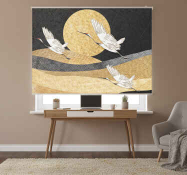 Toile fenêtre chambre oiseaux orientaux en vol - TenStickers