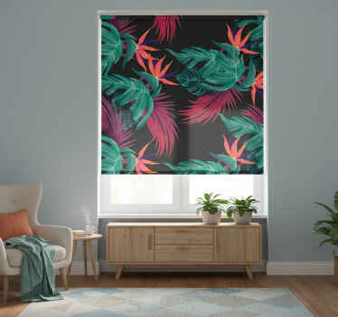 Toile fenêtre chambre feuilles tropicales turquoise - TenStickers