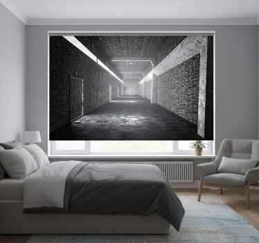 Toile fenêtre chambre tunnel en briques 3d - TenStickers
