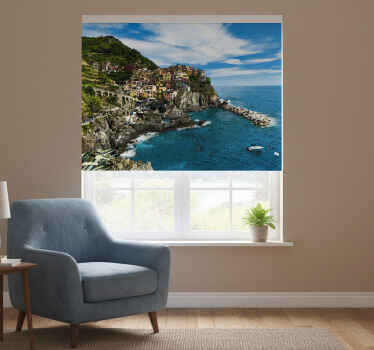 Toile fenêtre chambre ville italienne côtière - TenStickers