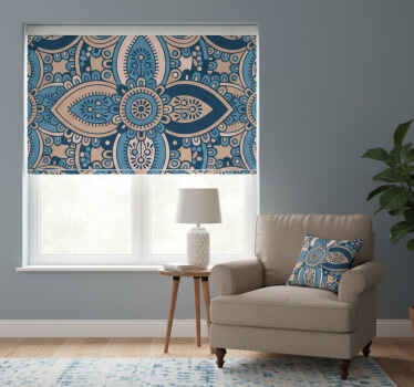 Toile fenêtre chambre mandala floral bleu - TenStickers