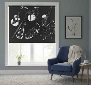Toile fenêtre chambre instruments noirs et blancs - TenStickers