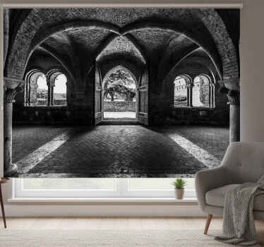 Toile fenêtre chambre illusion d'optique mur en briques - TenStickers