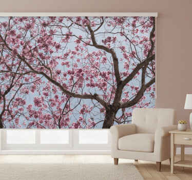 Toile fenêtre chambre arbre de cerisier rose magnifique - TenStickers