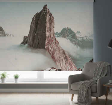 Blind bedroom mountains in fog of norway - TenStickers